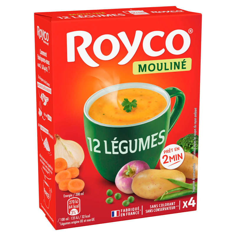 Royco mouliné 12 légumes x4 sachets 800ml Royco mouliné 12 légumes x4 sachets 800ml