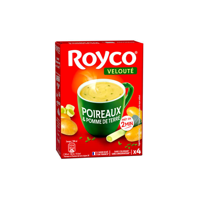 Royco velouté poireaux & pomme de terre x4 sachets de 800ml Royco velouté poireaux & pomme de terre x4 sachets de 800ml