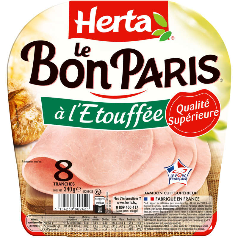 Herta Le Bon Paris stewed ham 8 slices 340g