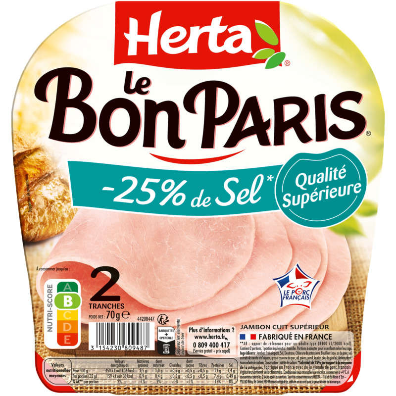 Herta Le Bon Paris -25% salt 2 slices 70g