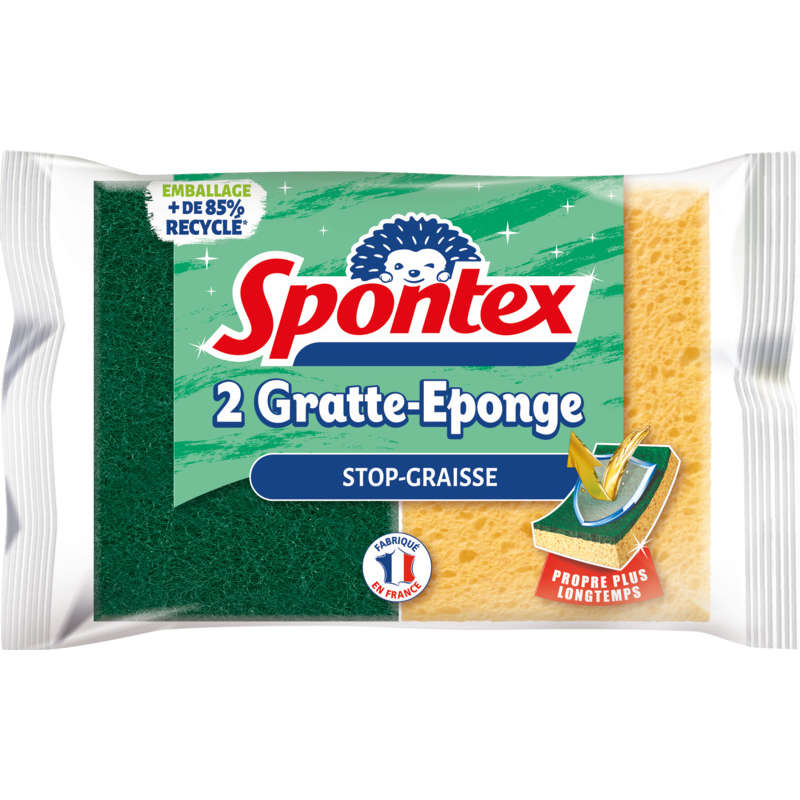 Spontex Grease Stop Sponge Scraper Pack of 2 Spontex Grease Stop Sponge Scraper Pack of 2