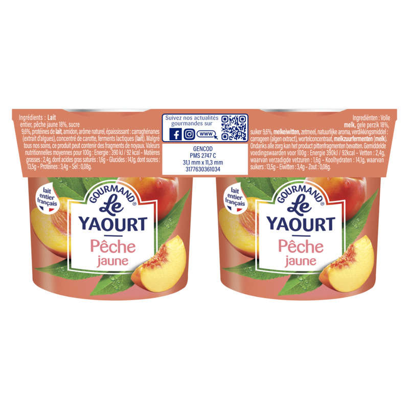 Mamie Nova Roussillon peach yogurt 2x150g