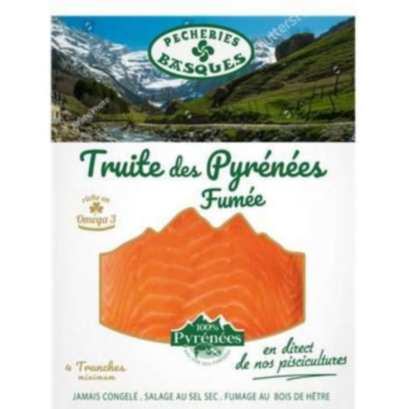 Pêcheries Basques Truite Fumée des Pyrénées 120g Pêcheries Basques Truite Fumée des Pyrénées 120g