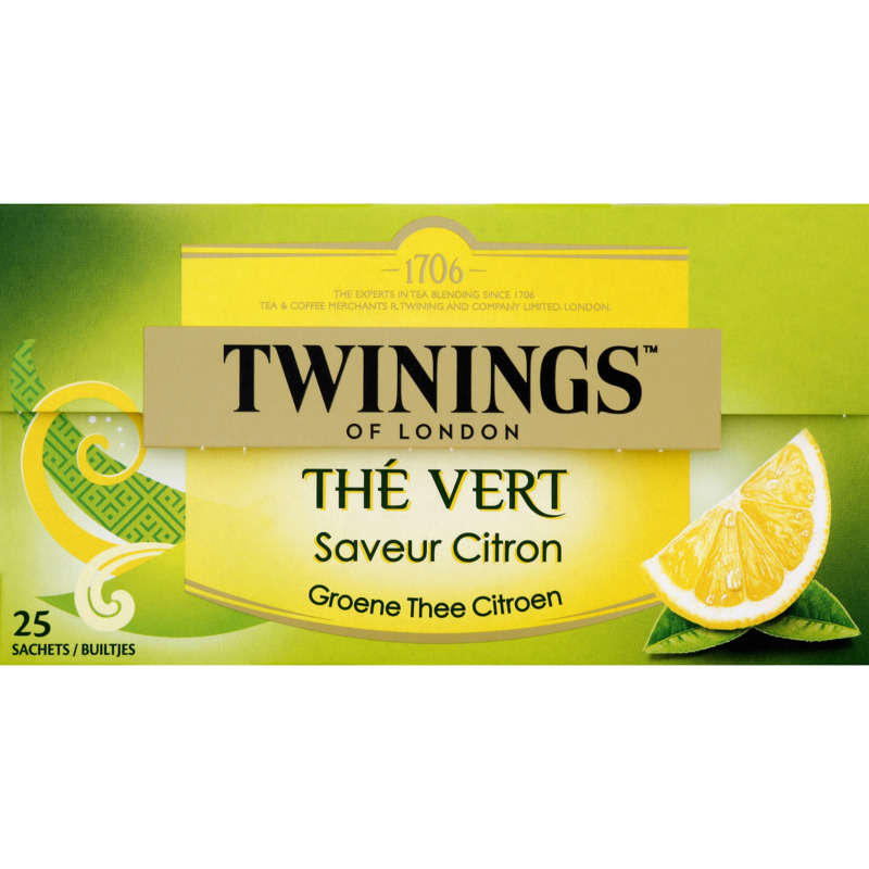 Twinings Thé Vert Citron Intense 25 Sachets 50g Twinings Thé Vert Citron Intense 25 Sachets 50g