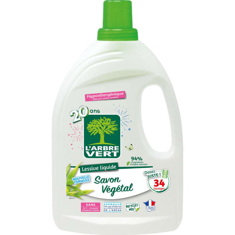 L'Arbre Vert vegetable soap laundry detergent x34 washes 1.53L L'Arbre Vert vegetable soap laundry detergent x34 washes 1.53L