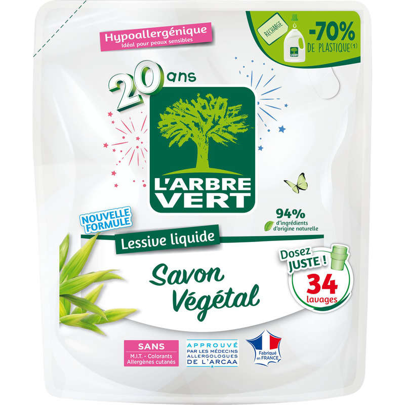 L'Arbre Vert vegetable soap laundry detergent refill x34 washes - 1.53L L'Arbre Vert vegetable soap laundry detergent refill x34 washes - 1.53L
