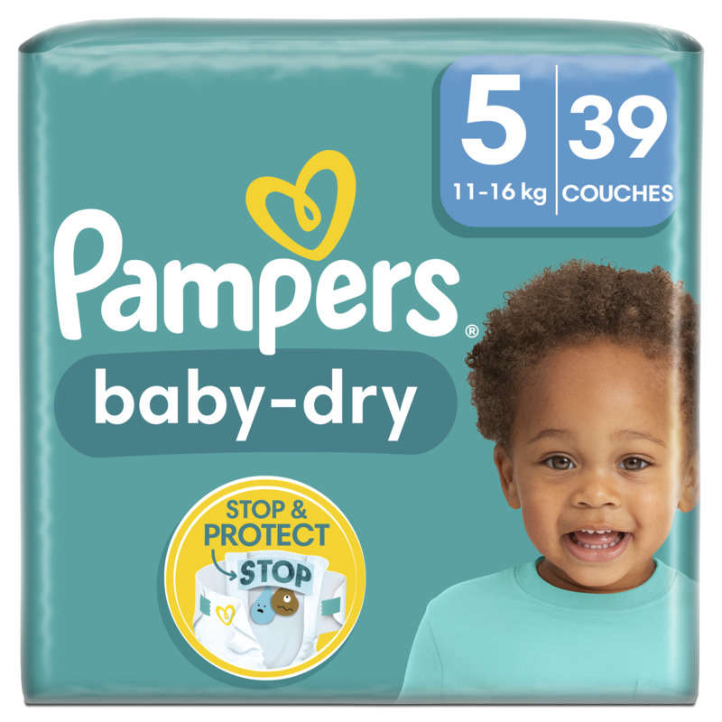 Pampers Baby-Dry Taille 5, 39 Couches, 11kg - 16kg Pampers Baby-Dry Taille 5, 39 Couches, 11kg - 16kg