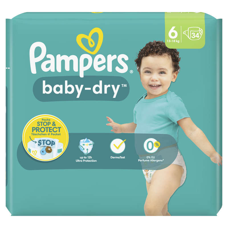 Pampers baby-dry couches géant taille 6 - 34 couches Pampers baby-dry couches géant taille 6 - 34 couches