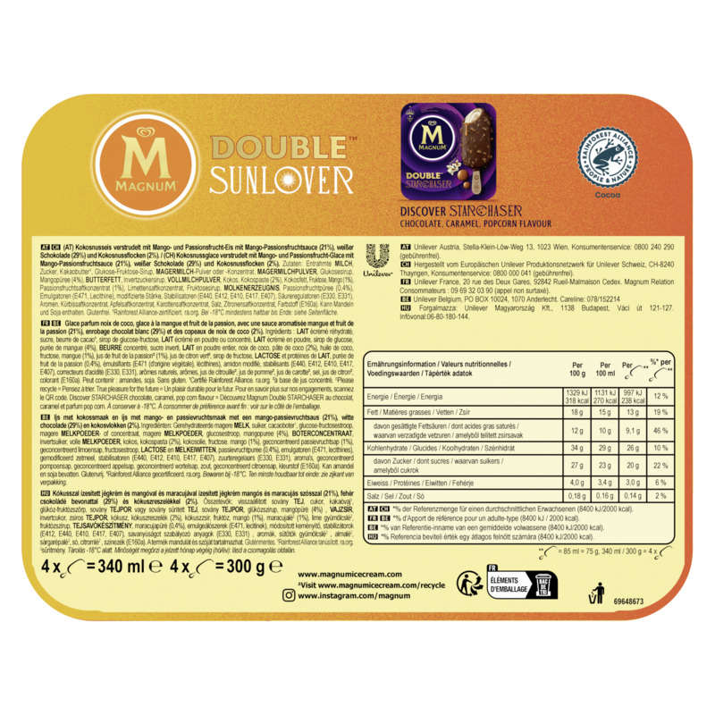 Magnum Ice Cream Sticks White Chocolate Mango 4x85ml