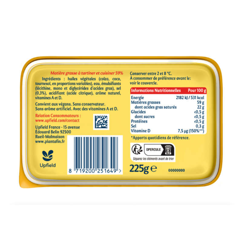 Planta Fin 100% vegetable soft margarine 225g