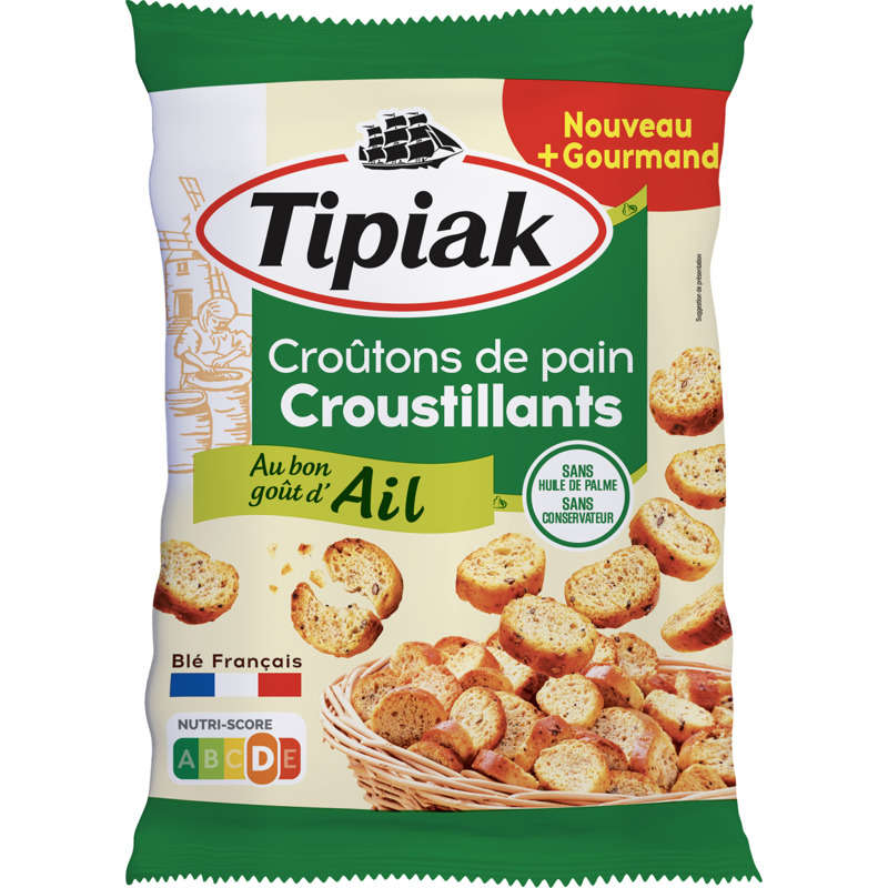 Tipiak Croûtons de Pain Croustillants Ail 220g Tipiak Croûtons de Pain Croustillants Ail 220g