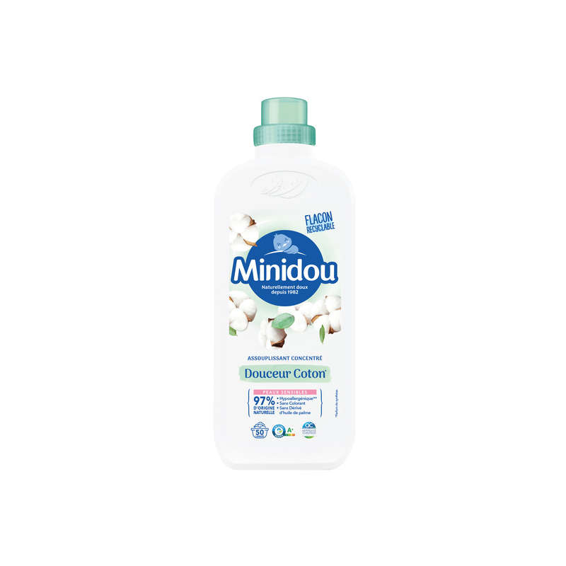 Minidou concentrated cotton softener bottle x50 washes 1L Minidou concentrated cotton softener bottle x50 washes 1L