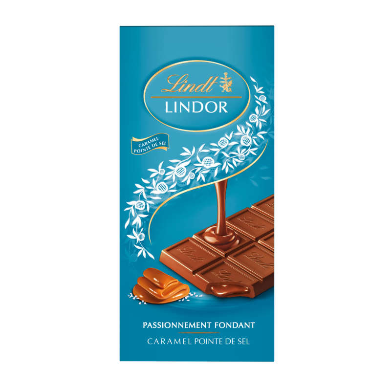 Lindt tablette de chocolat lindor lait caramel pointe de sel 150g Lindt tablette de chocolat lindor lait caramel pointe de sel 150g