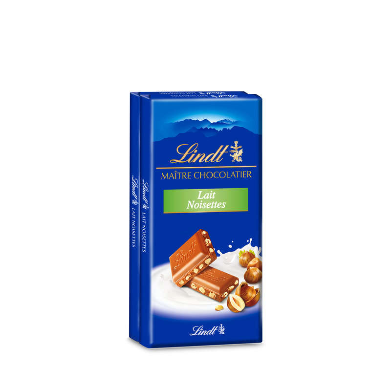 Lindt Tablette de chocolat MAÎTRE CHOCOLATIER Lait Noisettes 100g - Lot de 2 Lindt Tablette de chocolat MAÎTRE CHOCOLATIER Lait Noisettes 100g - Lot de 2
