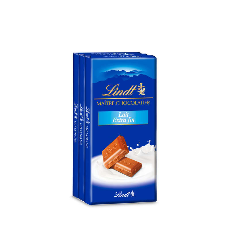 Lindt Tablette de chocolat Lait Extra Fin 3x100g Lindt Tablette de chocolat Lait Extra Fin 3x100g