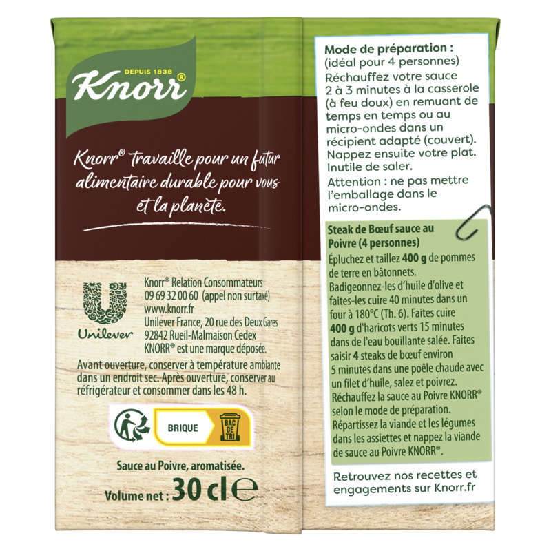 Knorr Cream Pepper Sauce Brick 30cl