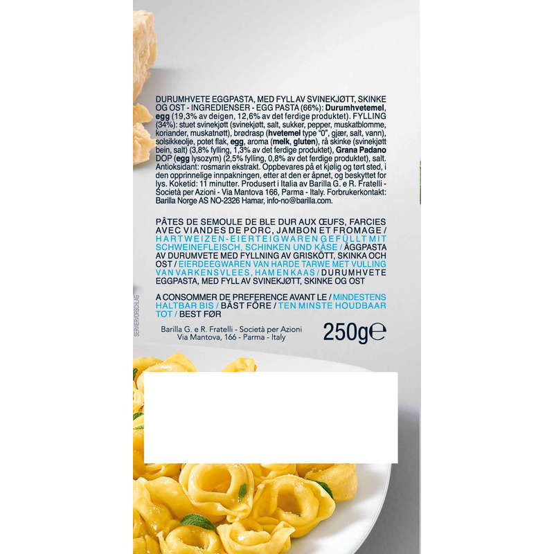 Barilla Collezione Pâtes Tortellini au jambon et fromage 250g Barilla Collezione Pâtes Tortellini au jambon et fromage 250g