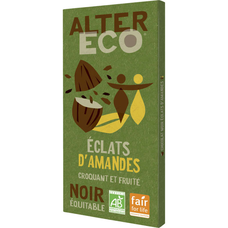 Alter Eco Chocolat Noir Du Pérou Aux Éclats D'Amandes, Bio 100G Alter Eco Chocolat Noir Du Pérou Aux Éclats D'Amandes, Bio 100G