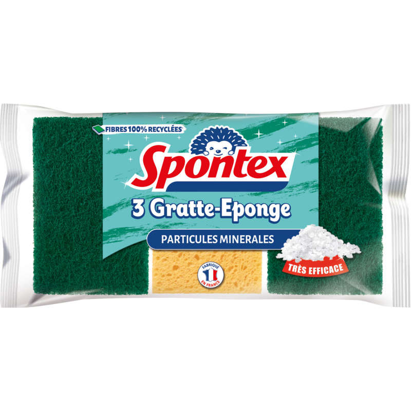 Spontex sponge scraper with minerals bag of 3 Spontex sponge scraper with minerals bag of 3
