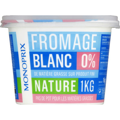 Monoprix 0% fromage blanc 1kg jar