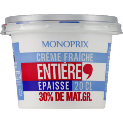 Monoprix Crème fraîche 30%matiere grasse 20cl