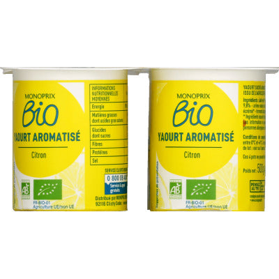 Monoprix Bio Lemon Yogurts with Whole Milk 4 x 125g