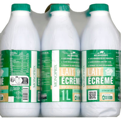 Monoprix Lait UHT écrémé 6x1L