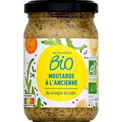 Monoprix Bio Moutarde À L'Ancienne Au Vinaigre De Cidre Bio 200G