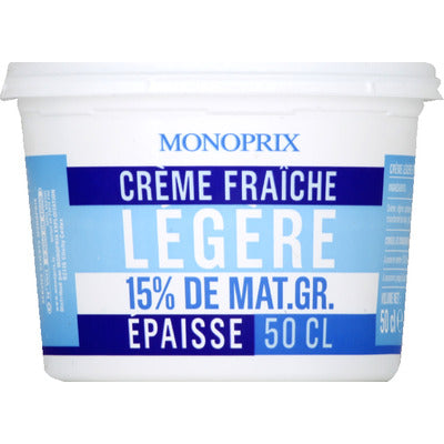 Monoprix crème fraîche légère le pot de 50cl