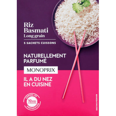 Monoprix Naturally Flavored Basmati Rice cooking 10 minutes 5x90g