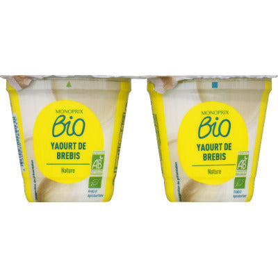 Monoprix Bio Organic natural sheep's milk yogurt 2X125g