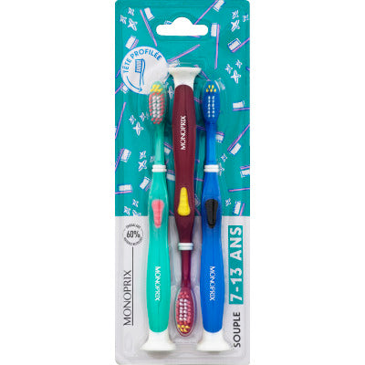 Monoprix Junior toothbrush 7-13 years x3