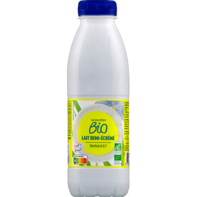 Monoprix Bio semi-skimmed milk sterilized UHT organic 50cl