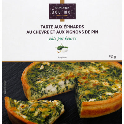 Monoprix Gourmet Tarte Épinards Chèvre, Pâte Feuilletée, Surgelée 550G