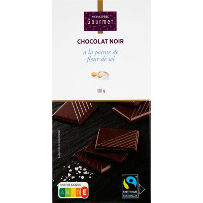 Monoprix Gourmet Chocolat Noir à la pointe de Fleur de Sel 100g