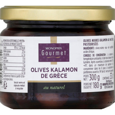 Monoprix Gourmet Kalamon Olives from Greece in natural 180g