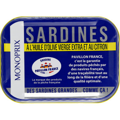 Monoprix Sardines in Extra Virgin Olive Oil and Lemon 87g