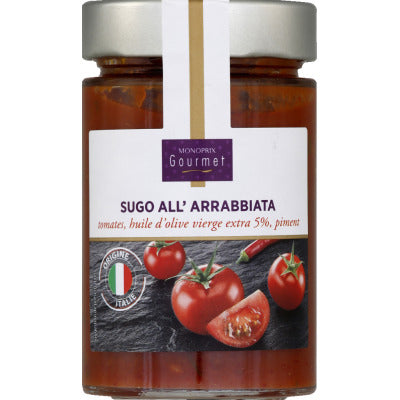 Monoprix Gourmet Sugo all'arrabbiata, tomatoes, olive oil and chilli pepper 180g