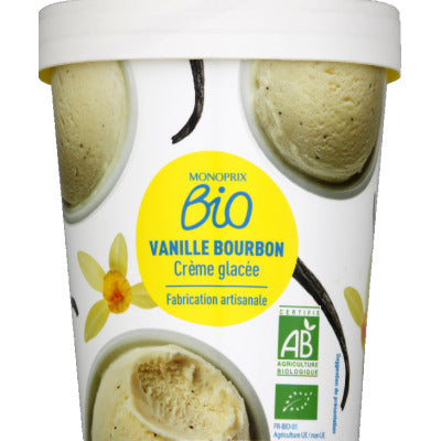 Monoprix Bio Origines Bourbon vanilla artisanal ice cream 334g pot