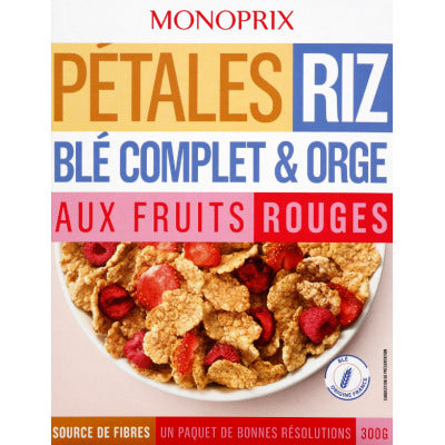 Monoprix Rice & Whole Wheat Petals, With Red Fruits 300G