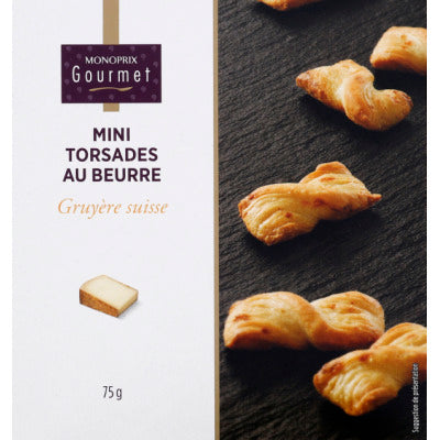 Monoprix Gourmet Mini torsades au beurre et gruyère 75g