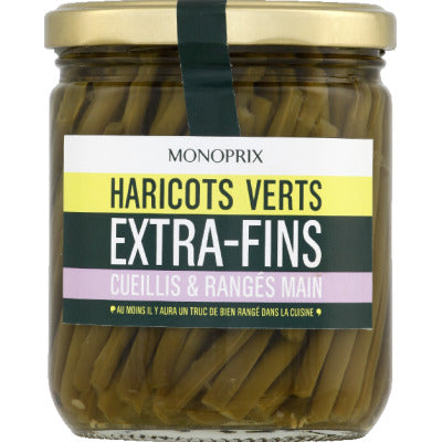 Monoprix Haricots verts extra-fins cueillis et rangés main 220g