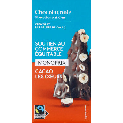 Monoprix Dark Chocolate with Whole Hazelnuts 200g