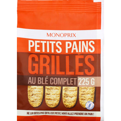 Monoprix Petits Pains Grillés Au Blé Complet 225g