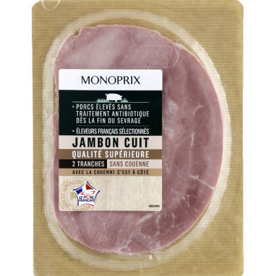 Monoprix Cooked Ham 2 Slices Without Rind