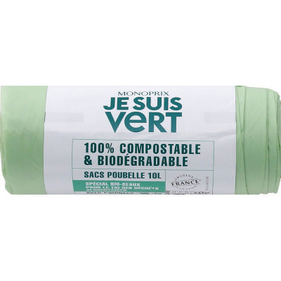 Monoprix I Am Green Biodegradable Garbage Bags 100% Compostable 10L X20