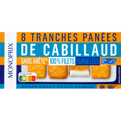 Monoprix 8 Tranches panées de Cabillaud MSC 400g