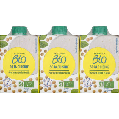 Monoprix Bio Soja Cuisine in brick 3 x 20cl