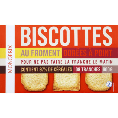 Monoprix Biscottes Au Froment 108 Tranches 900g