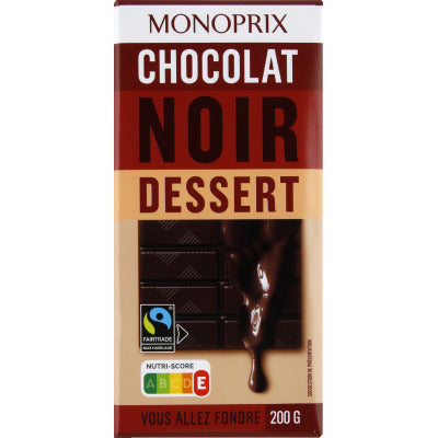 Monoprix Chocolat Noir Pâtissier Dessert 200G